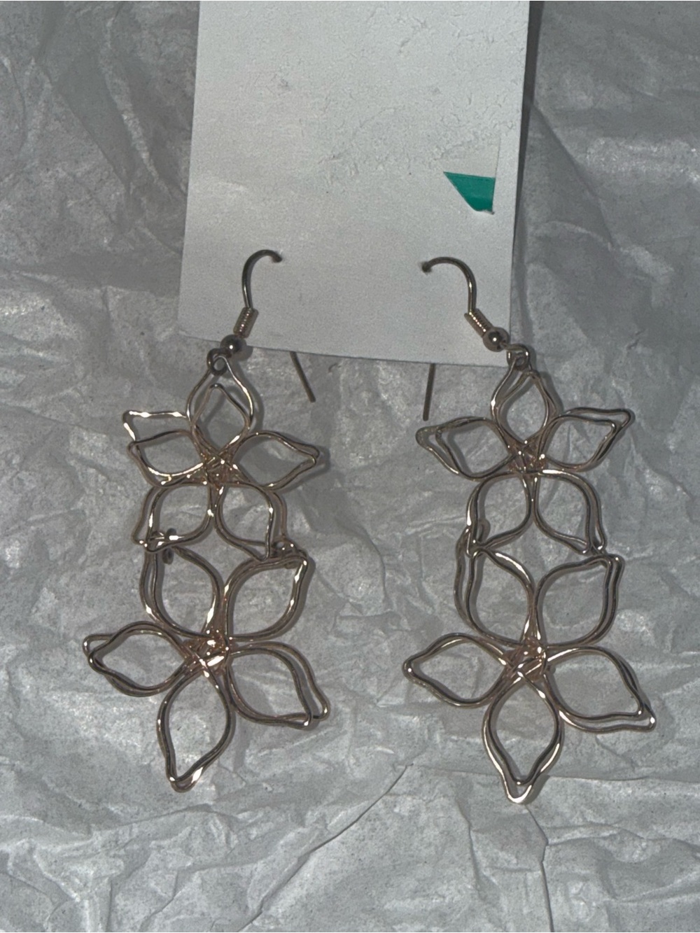Floral Drop Earrings - Rose Gold Tone